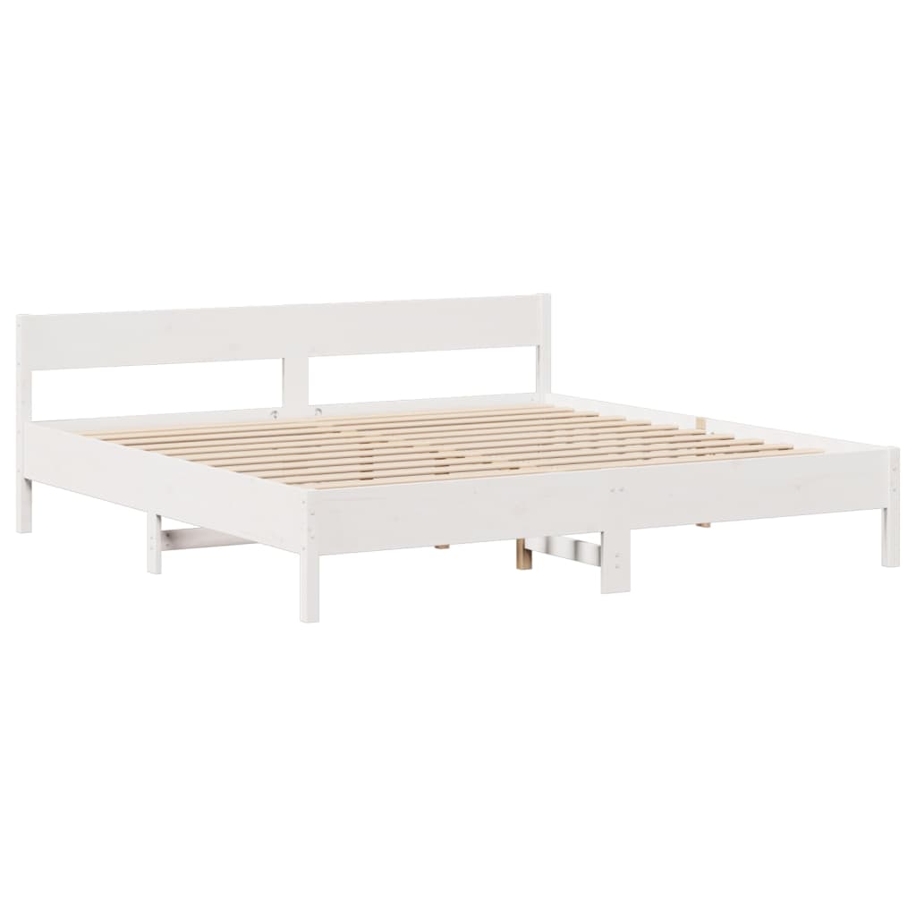 sengeramme uden madras 200x200 cm massivt fyrretræ hvid