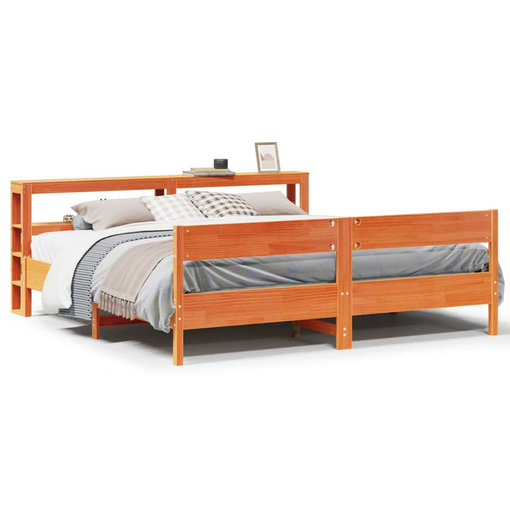 sengeramme uden madras 200x200 cm massivt fyrretræ gyldenbrun