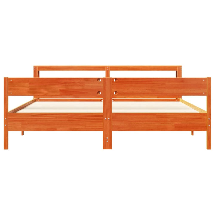 sengeramme uden madras 200x200 cm massivt fyrretræ gyldenbrun