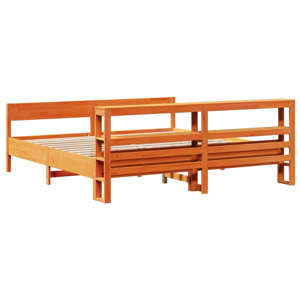 sengeramme uden madras 200x200 cm massivt fyrretræ gyldenbrun