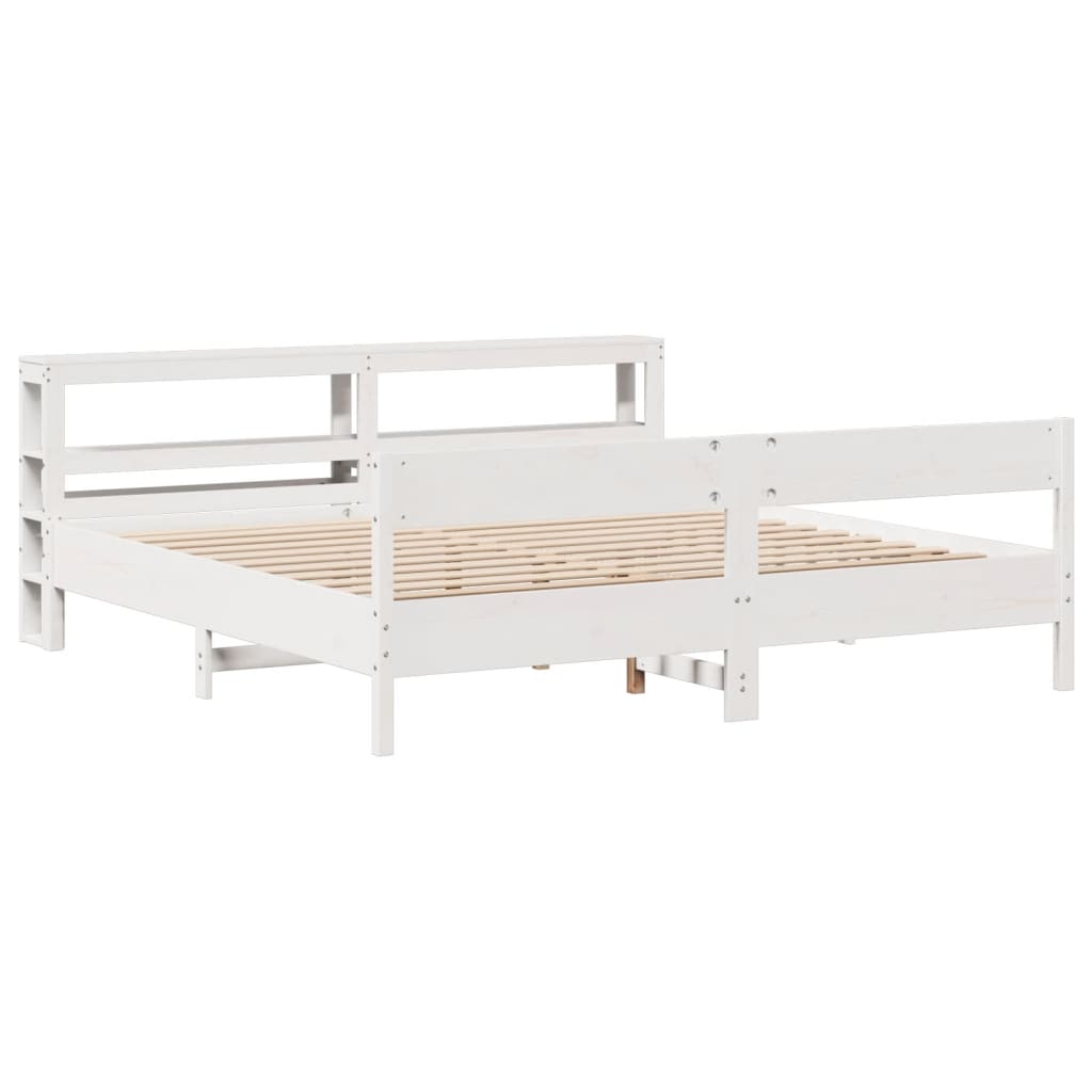 sengeramme uden madras 180x200 cm massivt fyrretræ hvid