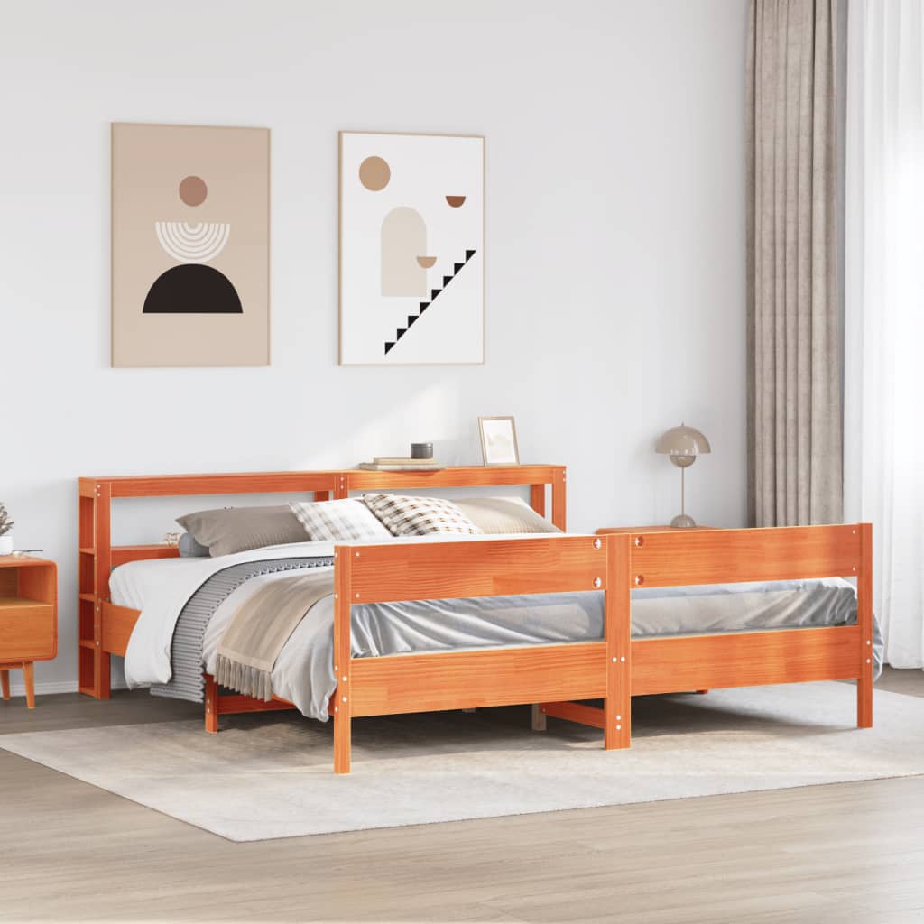 sengeramme uden madras 180x200 cm massivt fyrretræ gyldenbrun