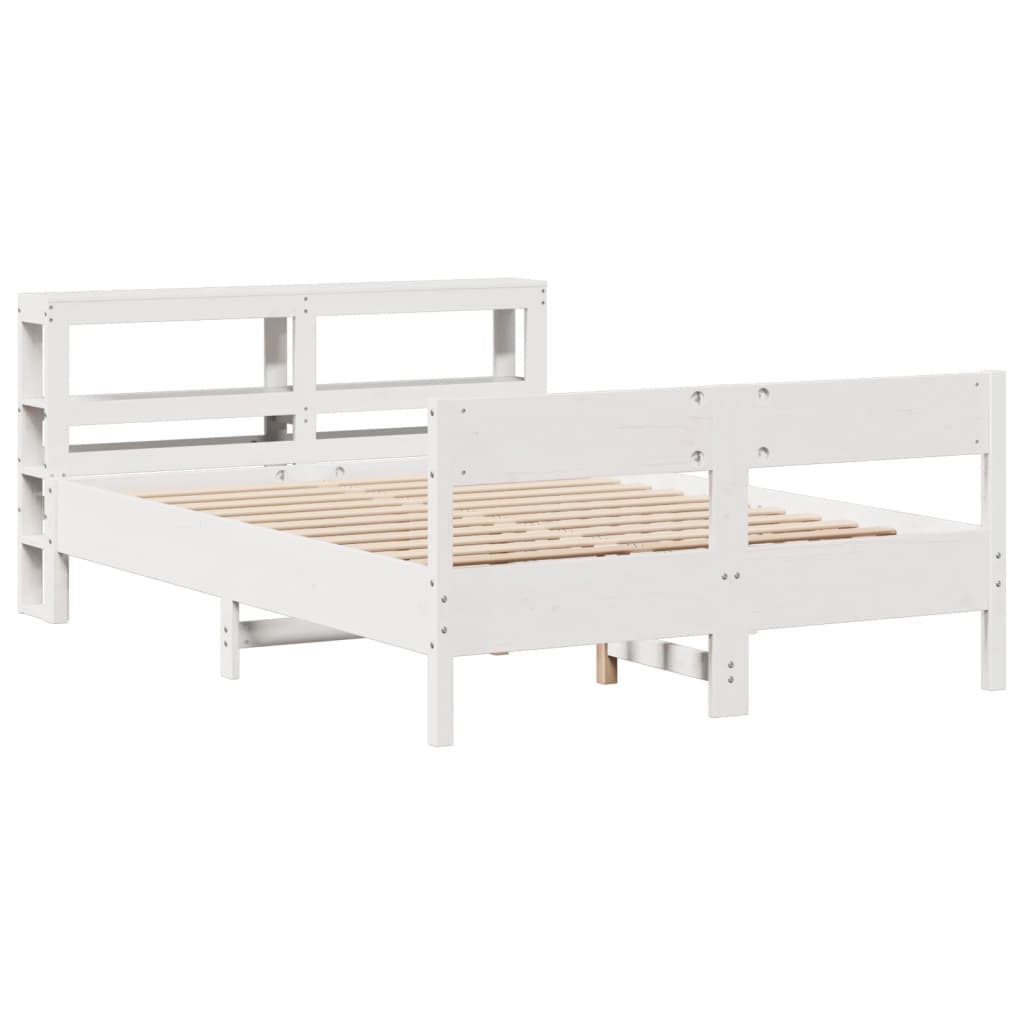 sengeramme uden madras 150x200 cm massivt fyrretræ hvid