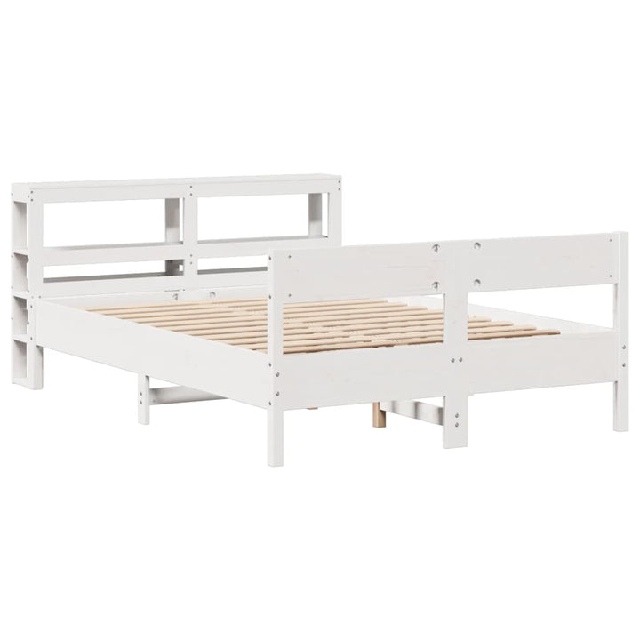 sengeramme uden madras 150x200 cm massivt fyrretræ hvid
