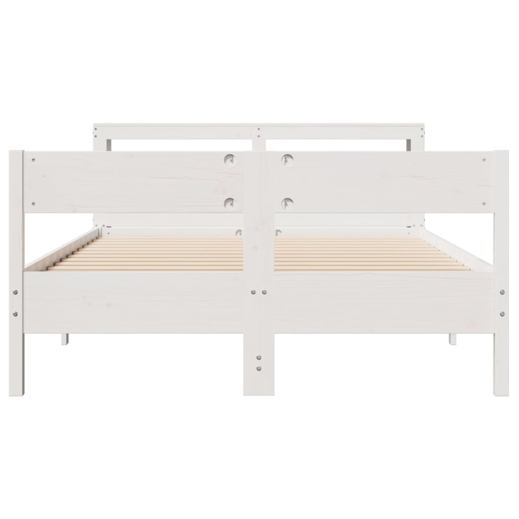 sengeramme uden madras 150x200 cm massivt fyrretræ hvid