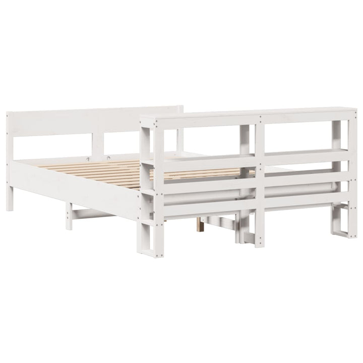 sengeramme uden madras 150x200 cm massivt fyrretræ hvid