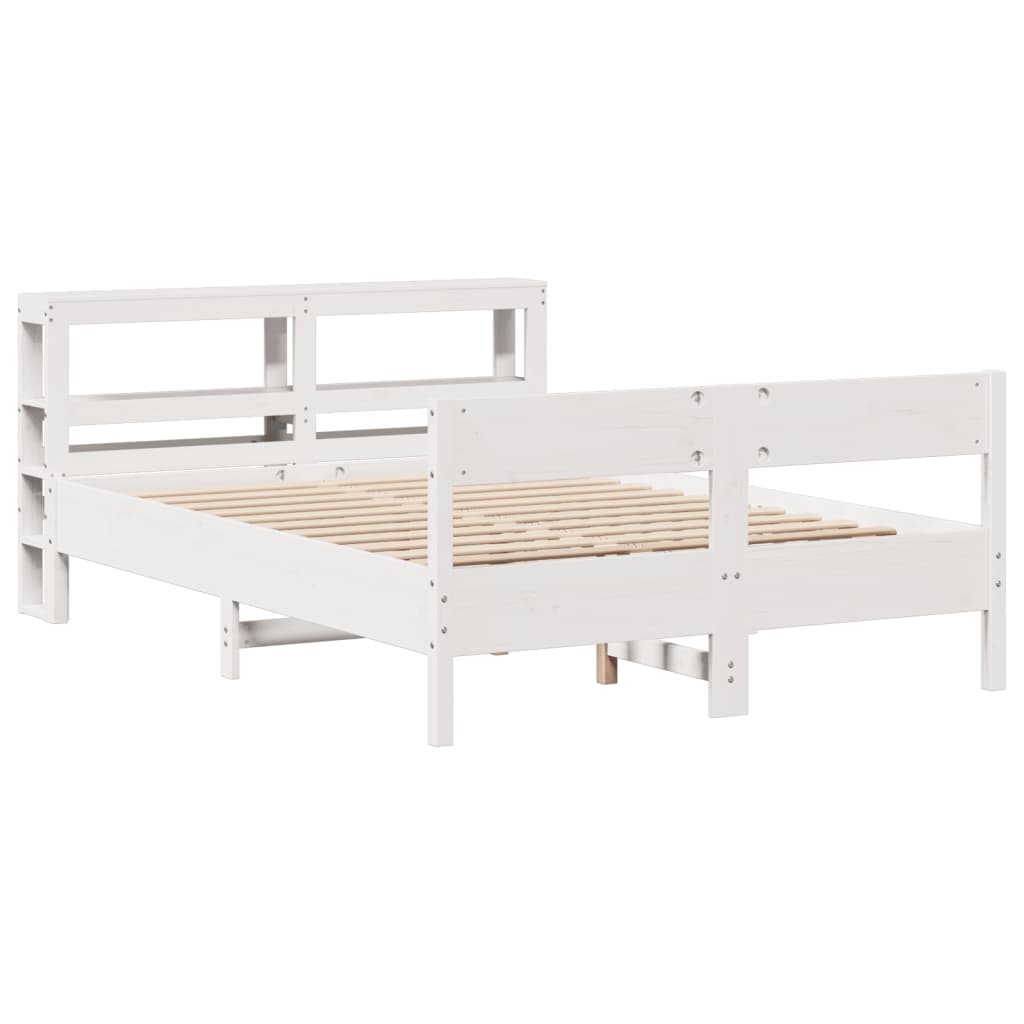 sengeramme uden madras 140x200 cm massivt fyrretræ hvid