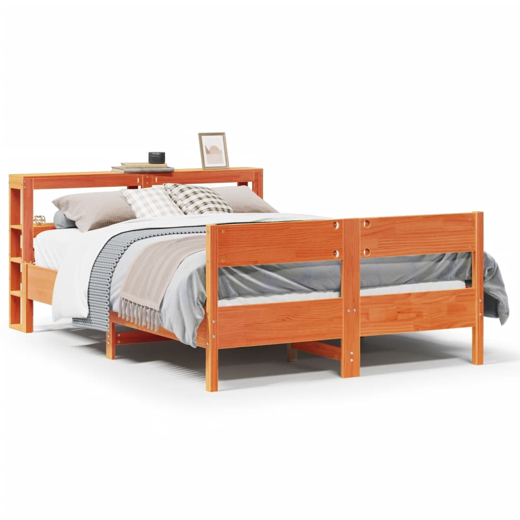 sengeramme uden madras 140x200 cm massivt fyr gyldenbrun