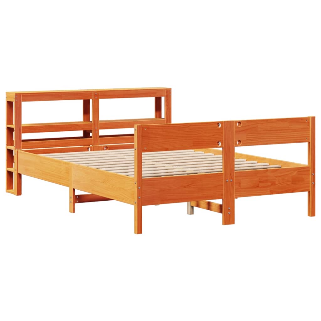 sengeramme uden madras 140x200 cm massivt fyr gyldenbrun