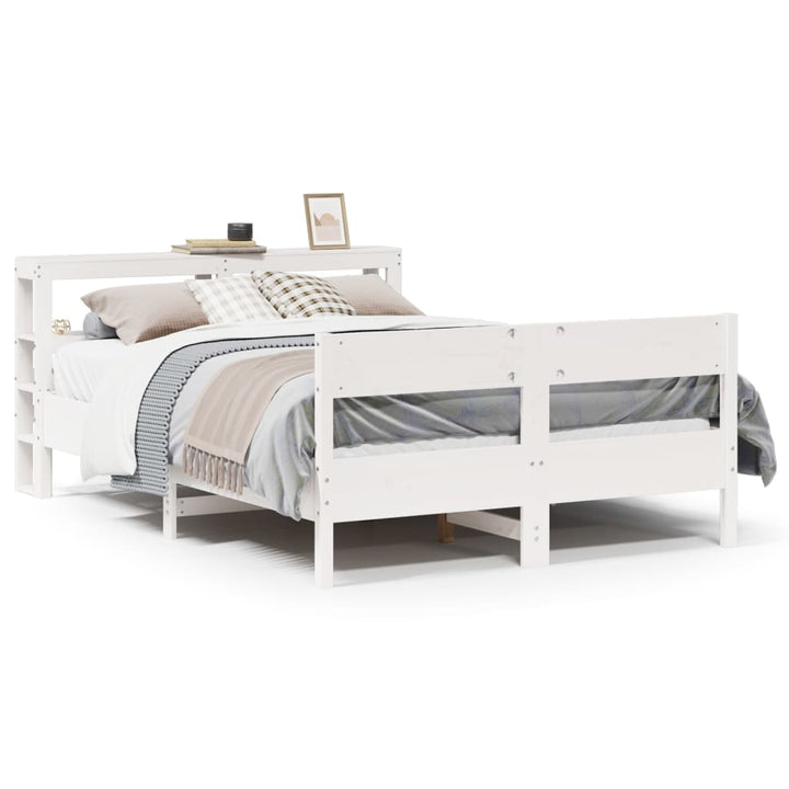sengeramme uden madras 135x190 cm massivt fyrretræ hvid