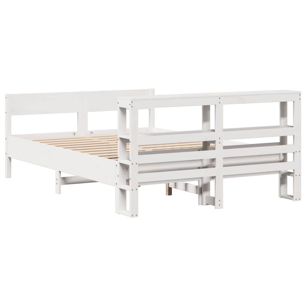 sengeramme uden madras 135x190 cm massivt fyrretræ hvid