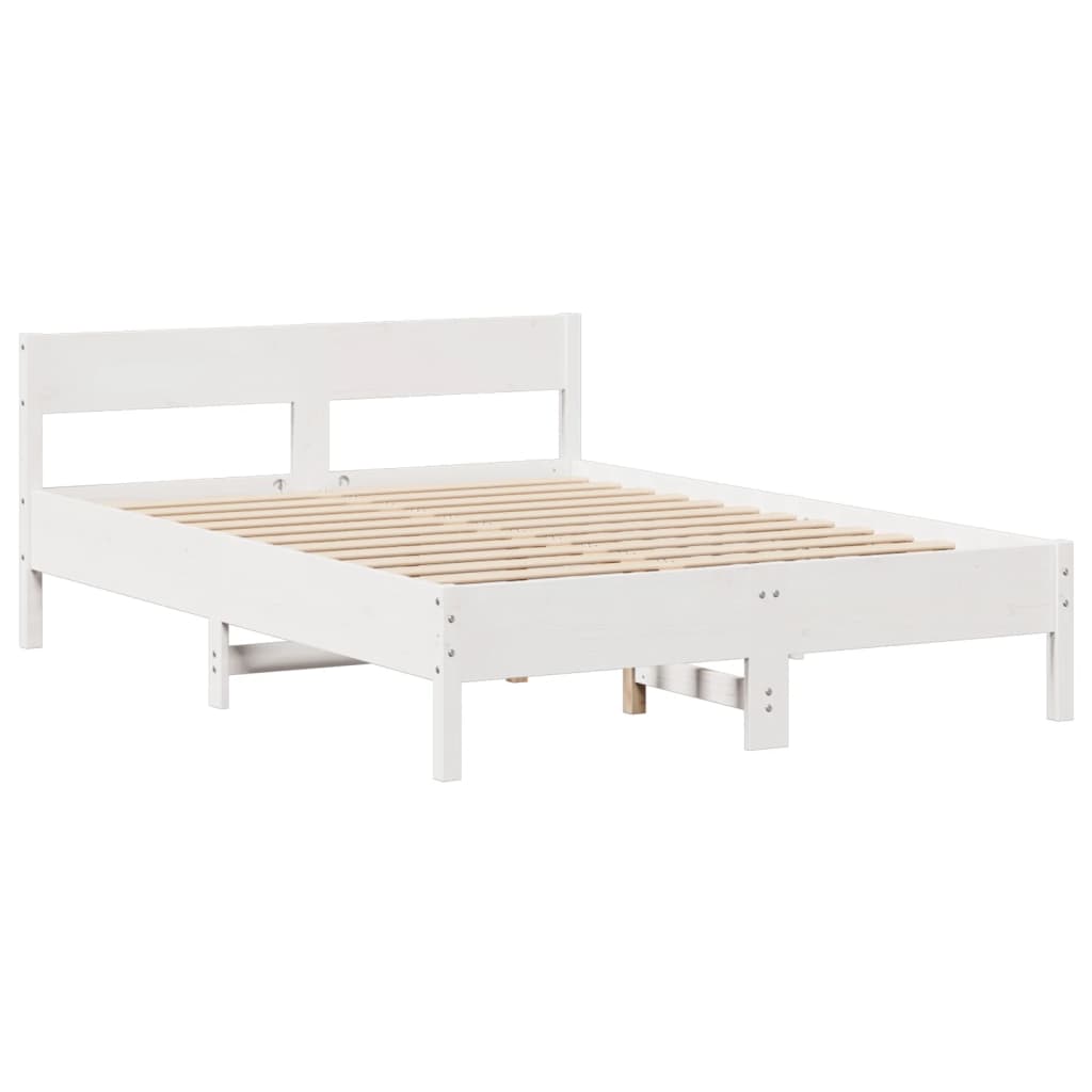 sengeramme uden madras 135x190 cm massivt fyrretræ hvid