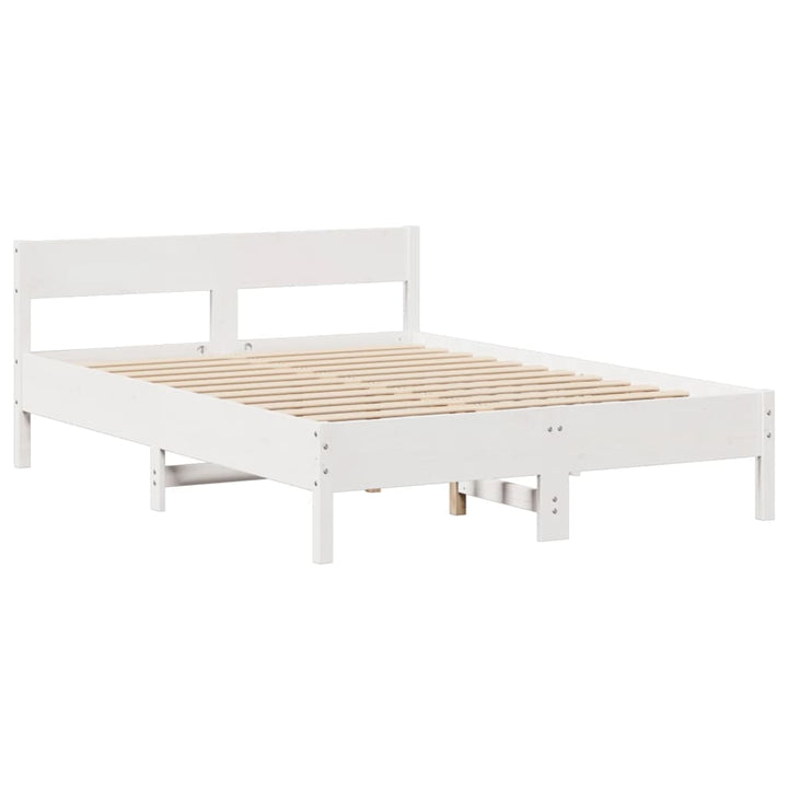 sengeramme uden madras 135x190 cm massivt fyrretræ hvid