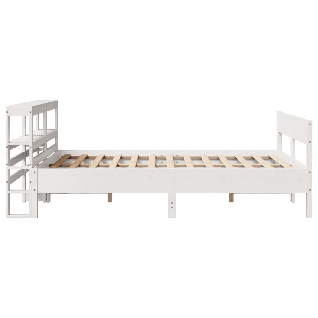 sengeramme uden madras 120x190 cm massivt fyrretræ hvid