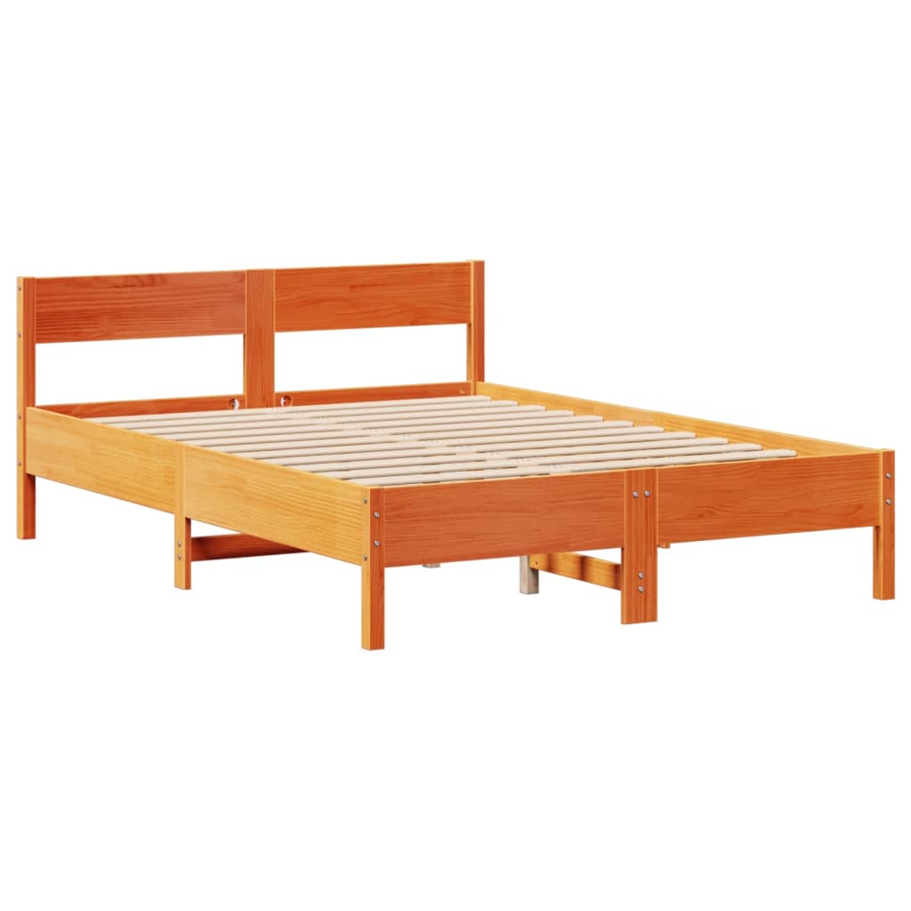 sengeramme uden madras 120x190 cm massivt fyrretræ gyldenbrun