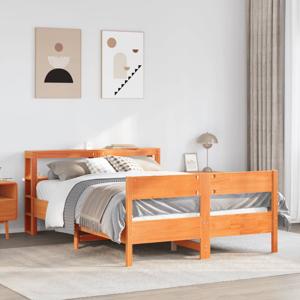 sengeramme uden madras 120x190 cm massivt fyrretræ gyldenbrun