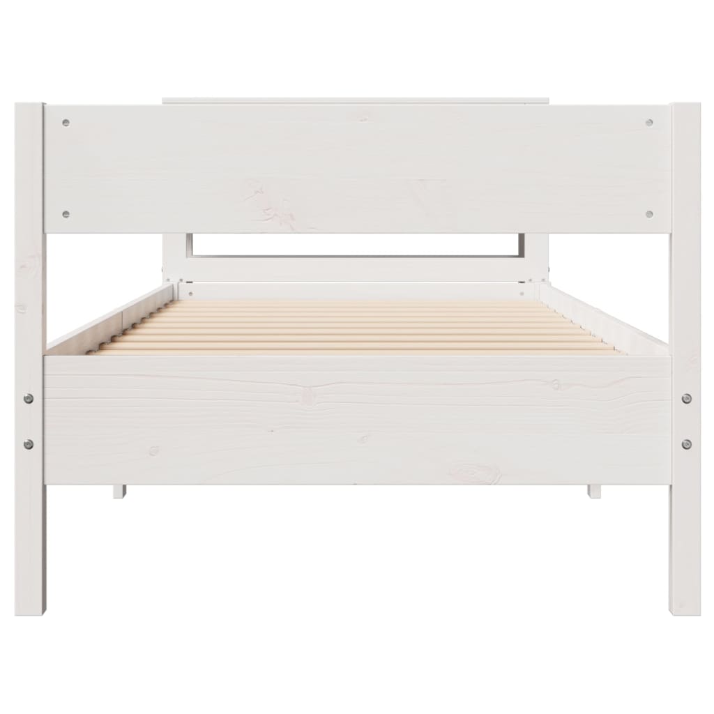sengeramme uden madras 90x190 cm massivt fyrretræ hvid