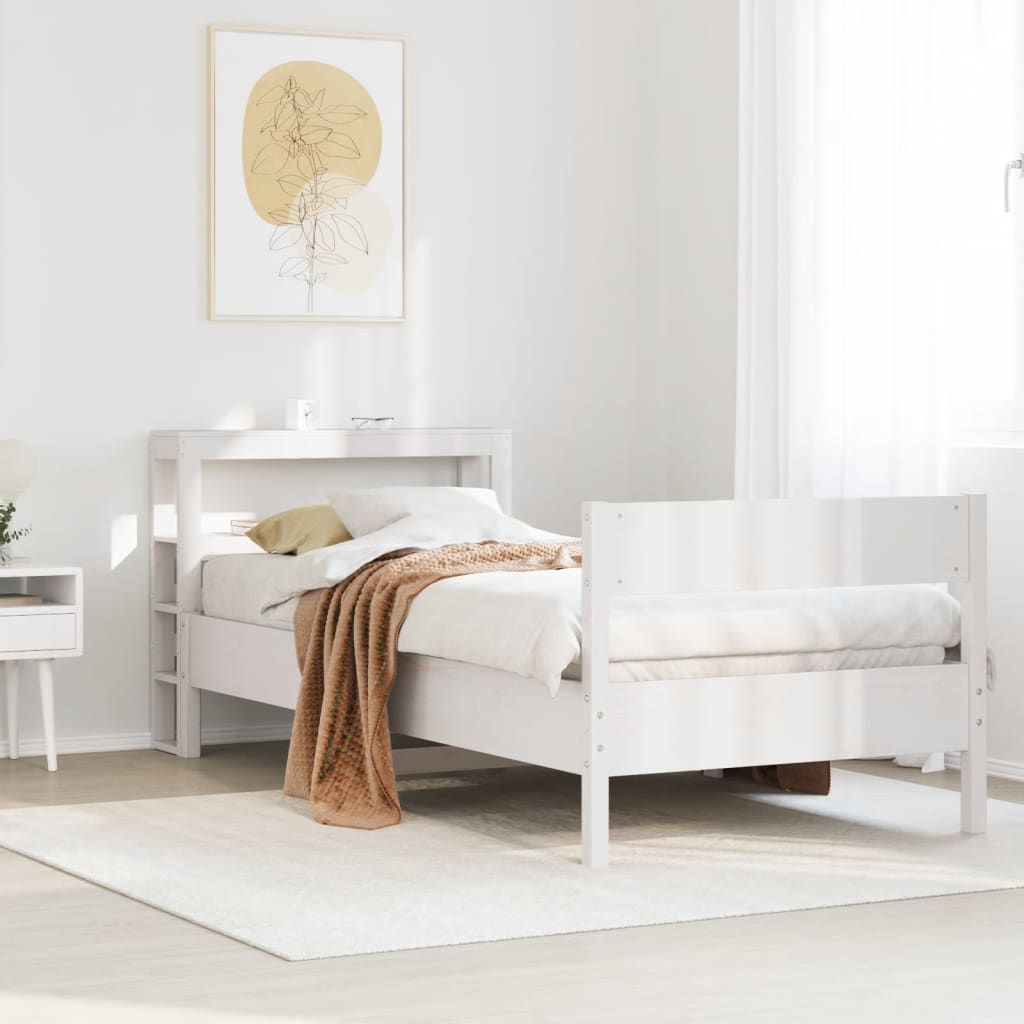 sengeramme uden madras 90x190 cm massivt fyrretræ hvid
