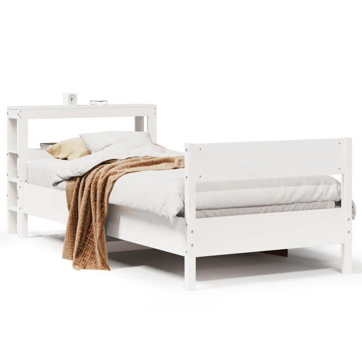 sengeramme uden madras 75x190 cm massivt fyrretræ hvid