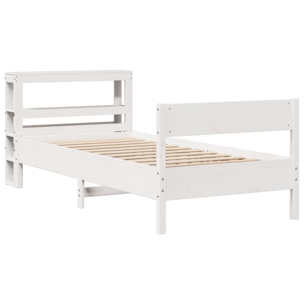 sengeramme uden madras 75x190 cm massivt fyrretræ hvid