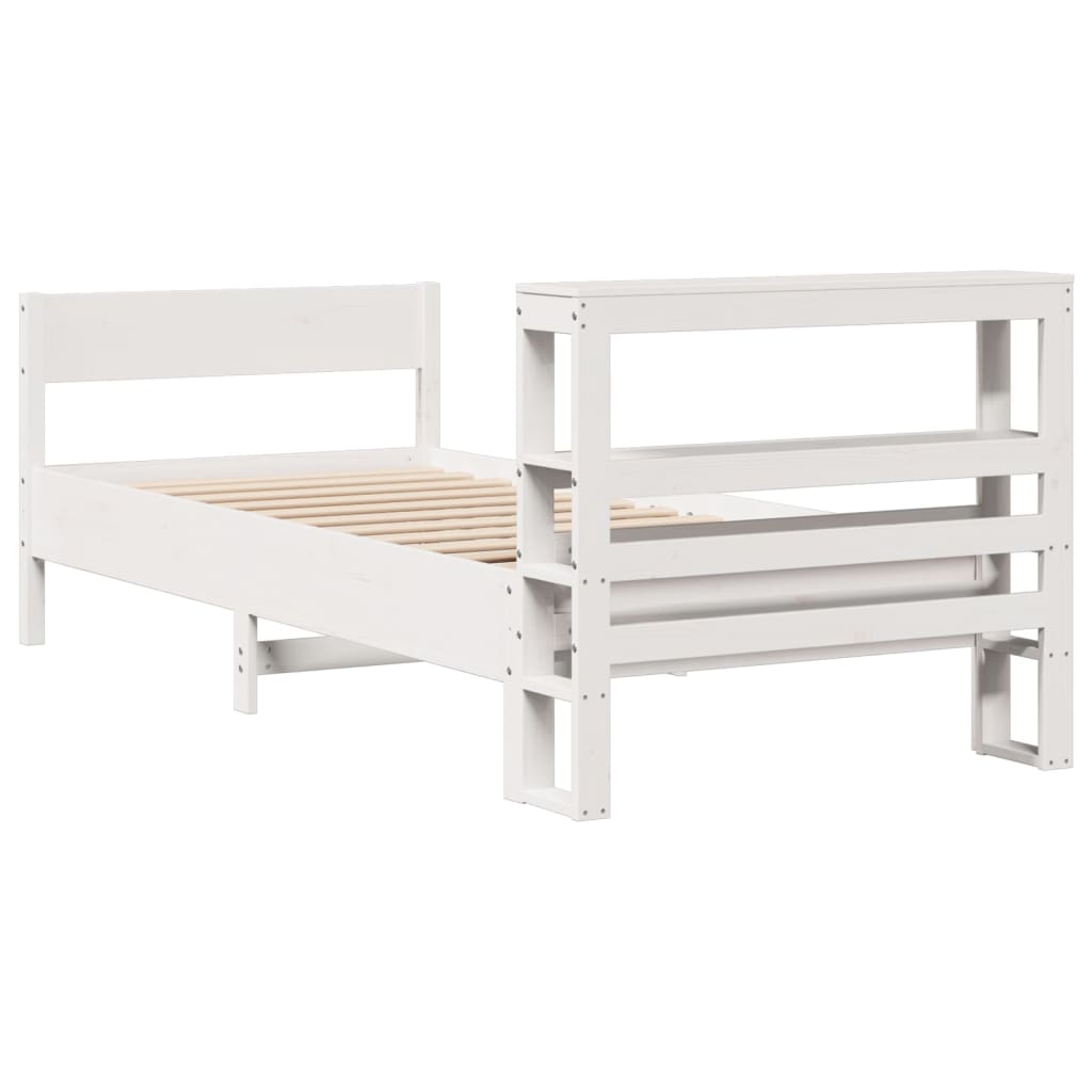 sengeramme uden madras 75x190 cm massivt fyrretræ hvid