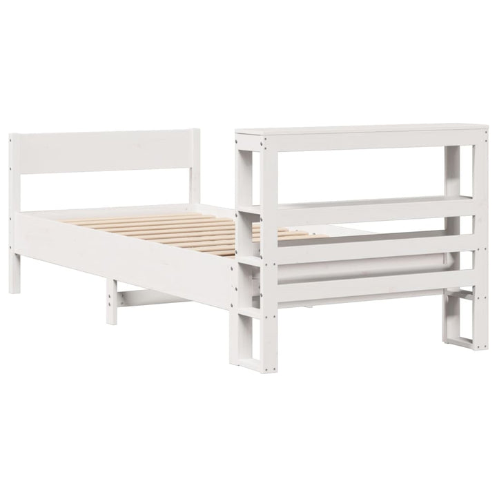 sengeramme uden madras 75x190 cm massivt fyrretræ hvid