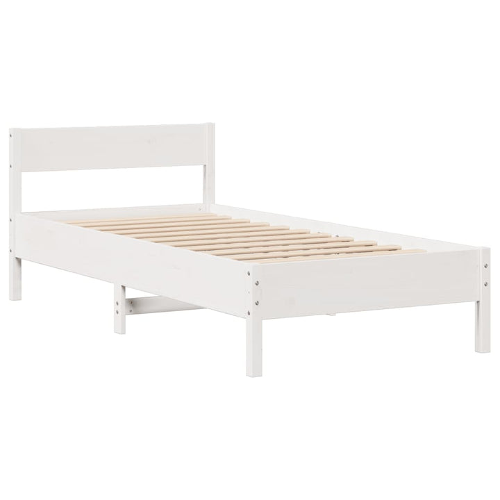 sengeramme uden madras 75x190 cm massivt fyrretræ hvid