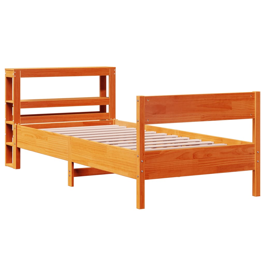 sengeramme uden madras 75x190 cm massivt fyrretræ gyldenbrun