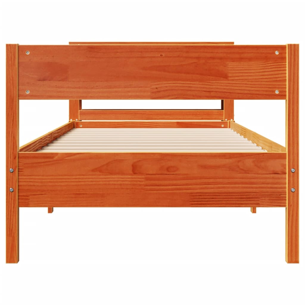 sengeramme uden madras 75x190 cm massivt fyrretræ gyldenbrun