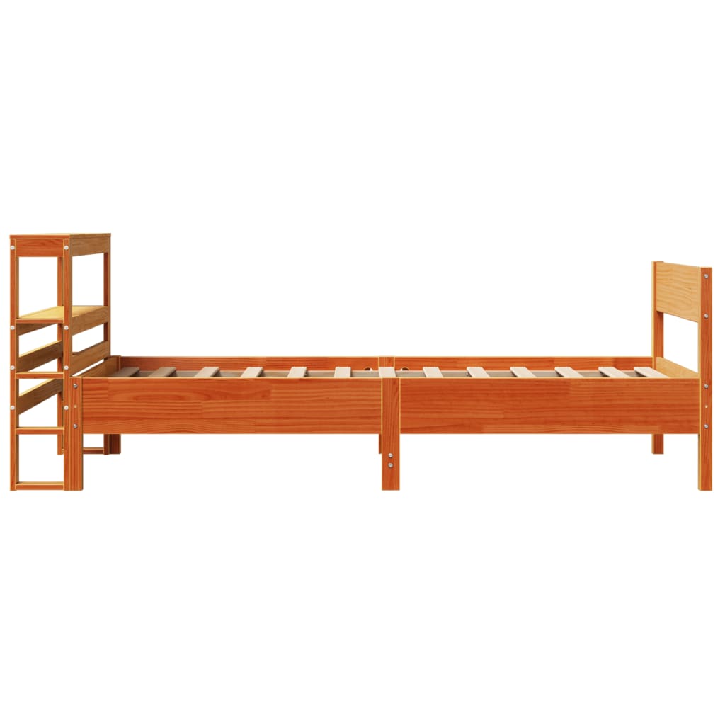 sengeramme uden madras 75x190 cm massivt fyrretræ gyldenbrun