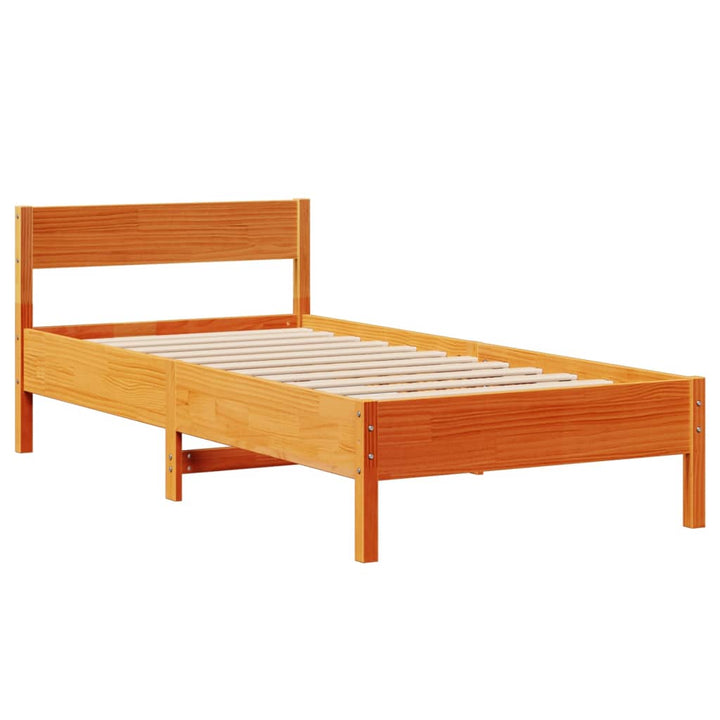sengeramme uden madras 75x190 cm massivt fyrretræ gyldenbrun