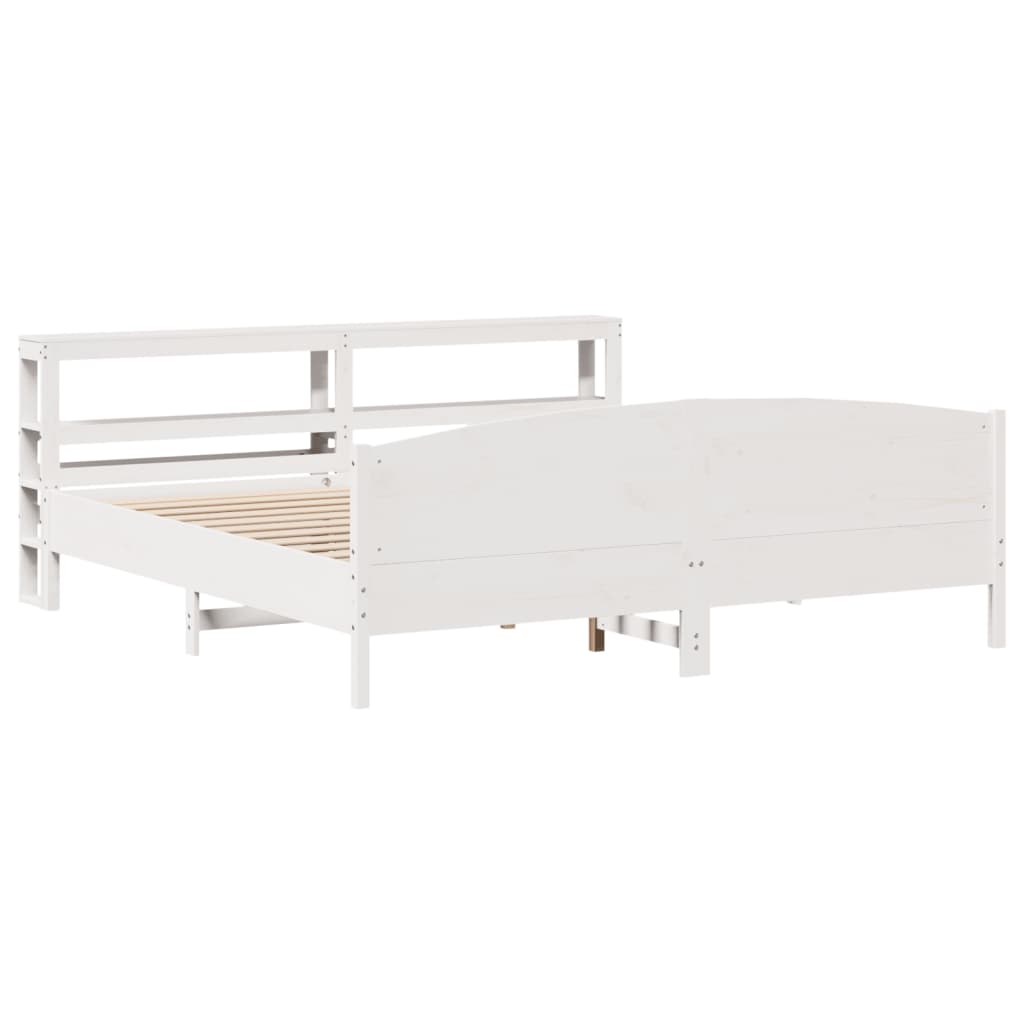 sengeramme uden madras 200x200 cm massivt fyrretræ hvid