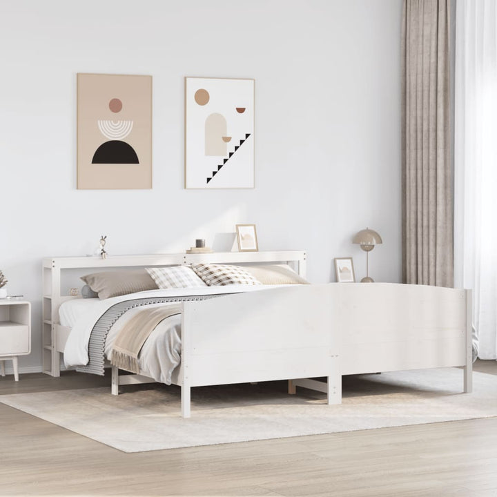 sengeramme uden madras 200x200 cm massivt fyrretræ hvid