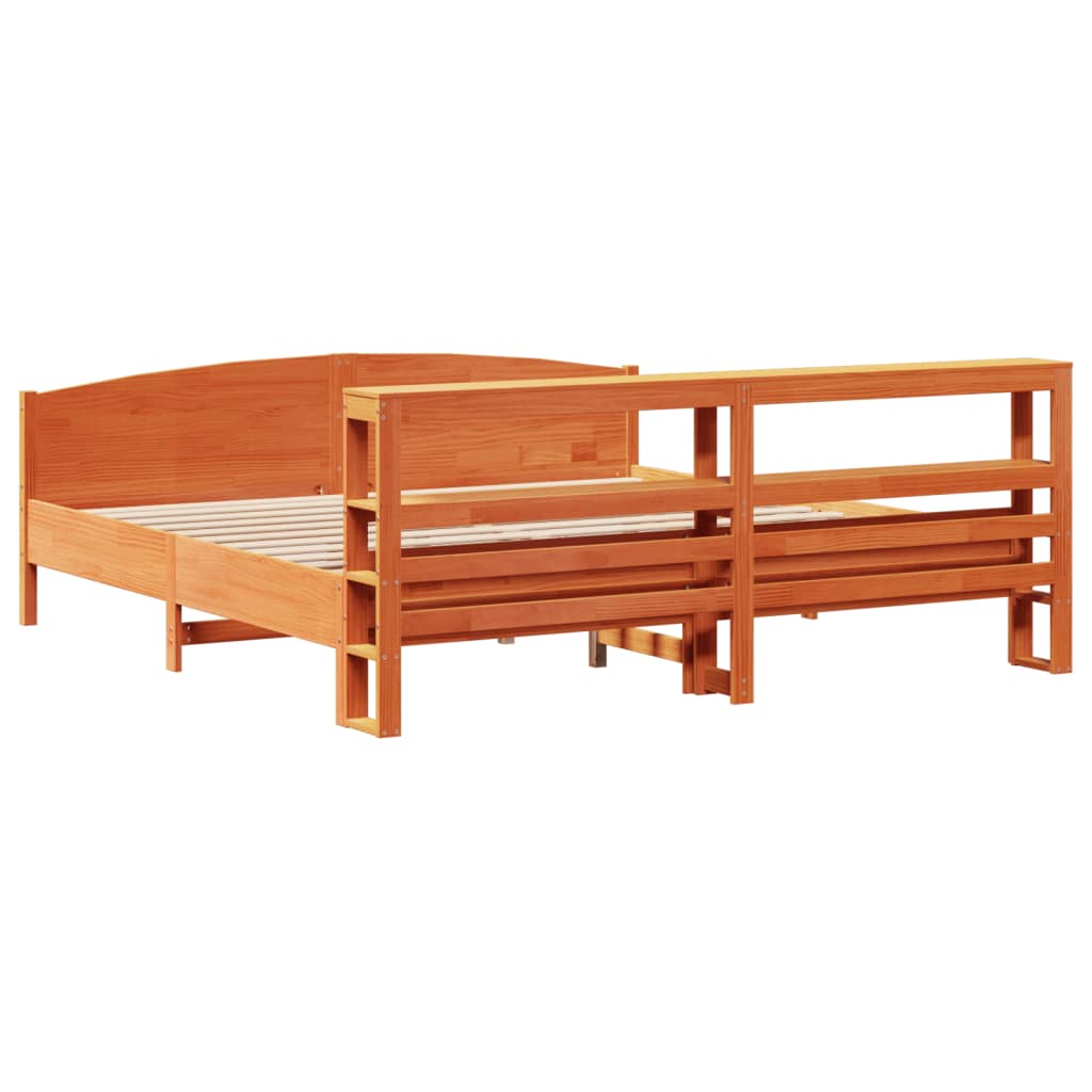 sengeramme uden madras 200x200 cm massivt fyrretræ gyldenbrun