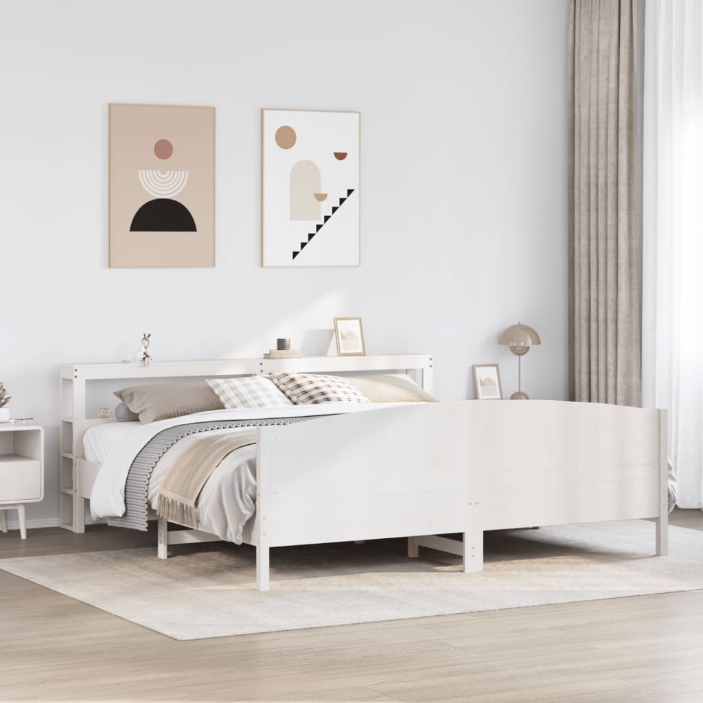 sengeramme uden madras 180x200 cm massivt fyrretræ hvid