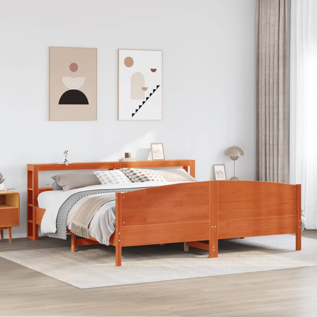 sengeramme uden madras 180x200 cm massivt fyrretræ gyldenbrun
