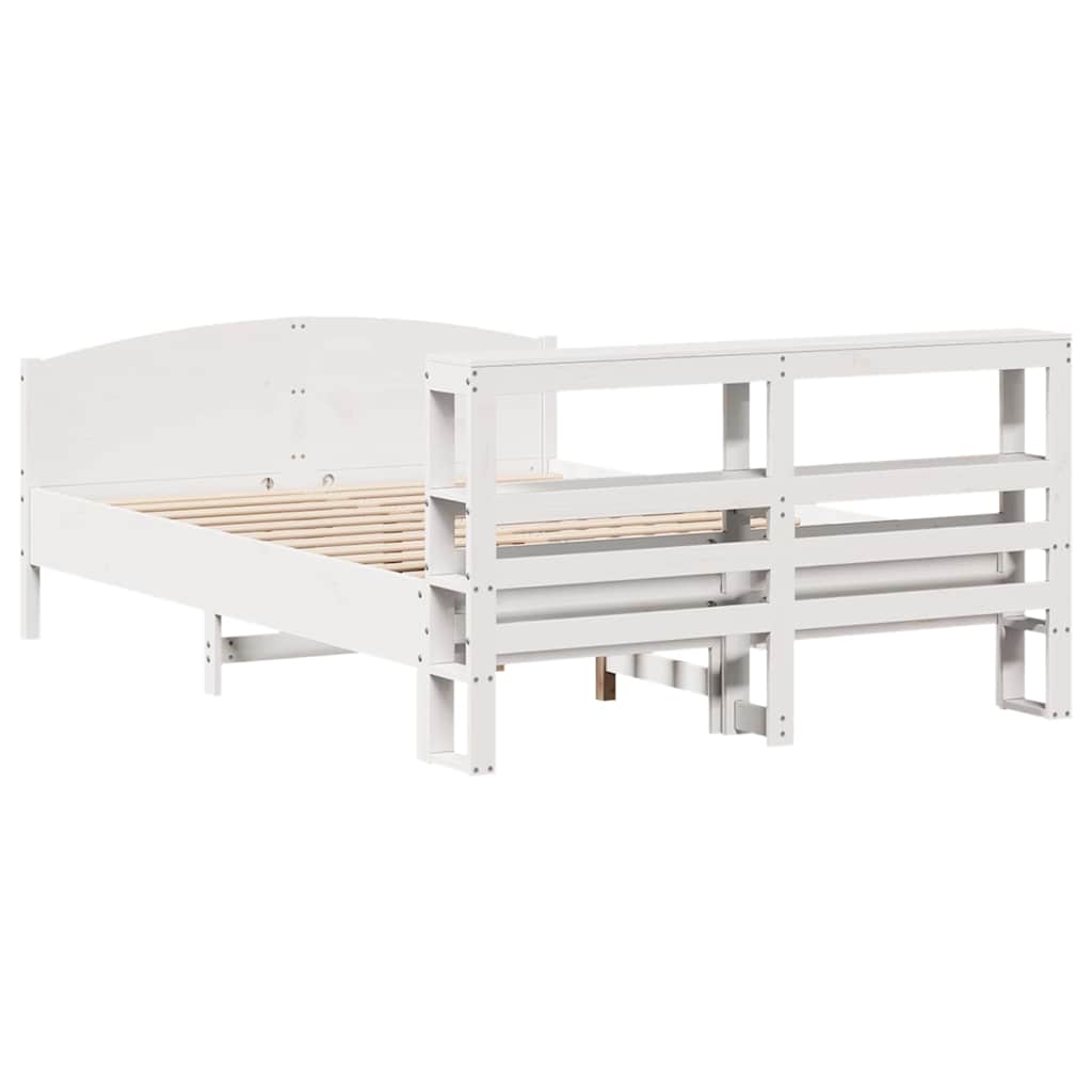 sengeramme uden madras 150x200 cm massivt fyrretræ hvid