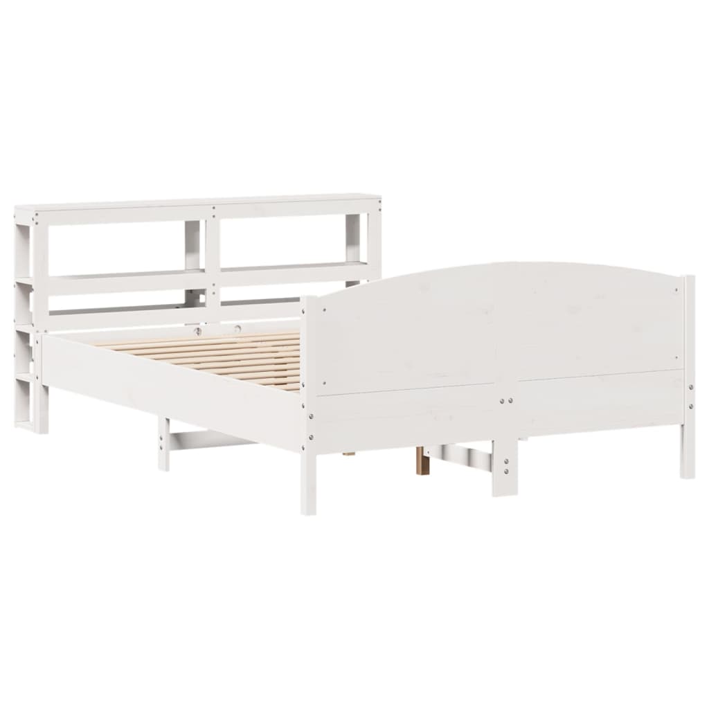sengeramme uden madras 120x200 cm massivt fyrretræ hvid