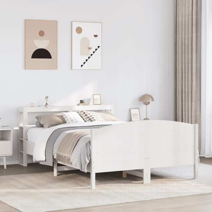 sengeramme uden madras 120x200 cm massivt fyrretræ hvid