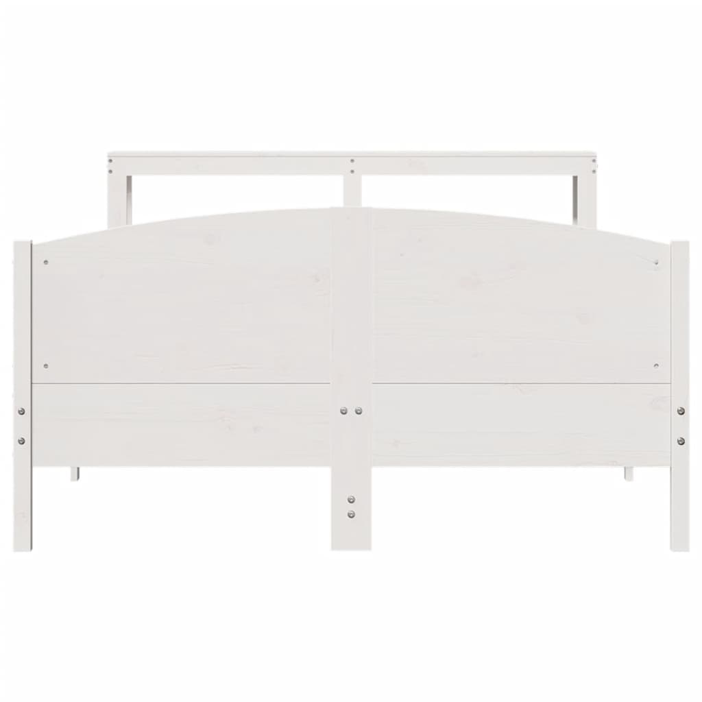 sengeramme uden madras 135x190 cm massivt fyrretræ hvid