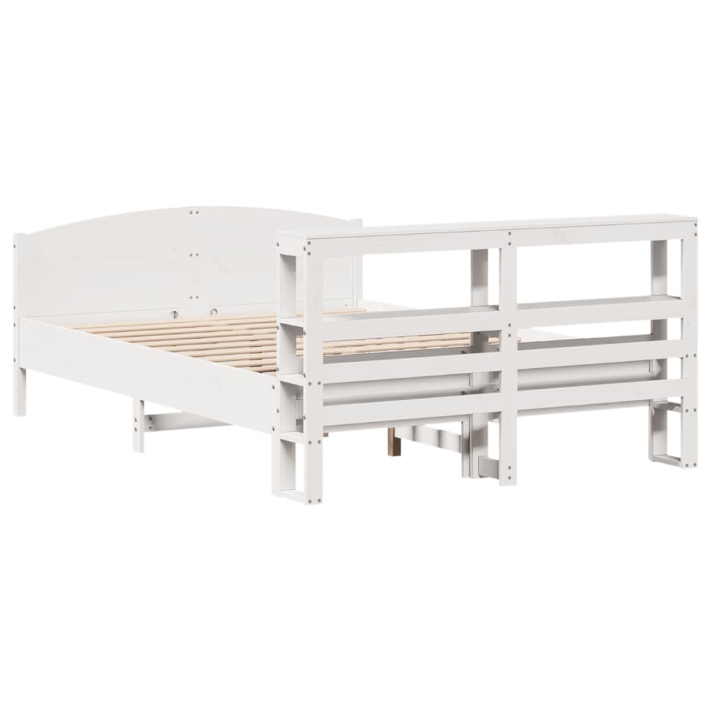 sengeramme uden madras 135x190 cm massivt fyrretræ hvid