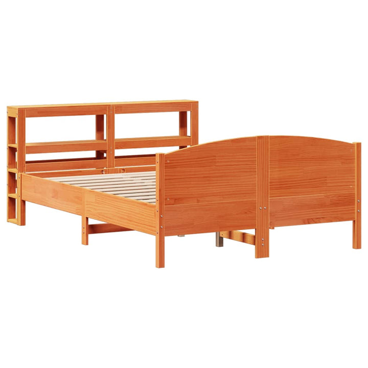 sengeramme uden madras 135x190 cm massivt fyrretræ brun