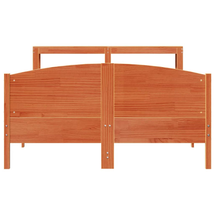 sengeramme uden madras 135x190 cm massivt fyrretræ brun