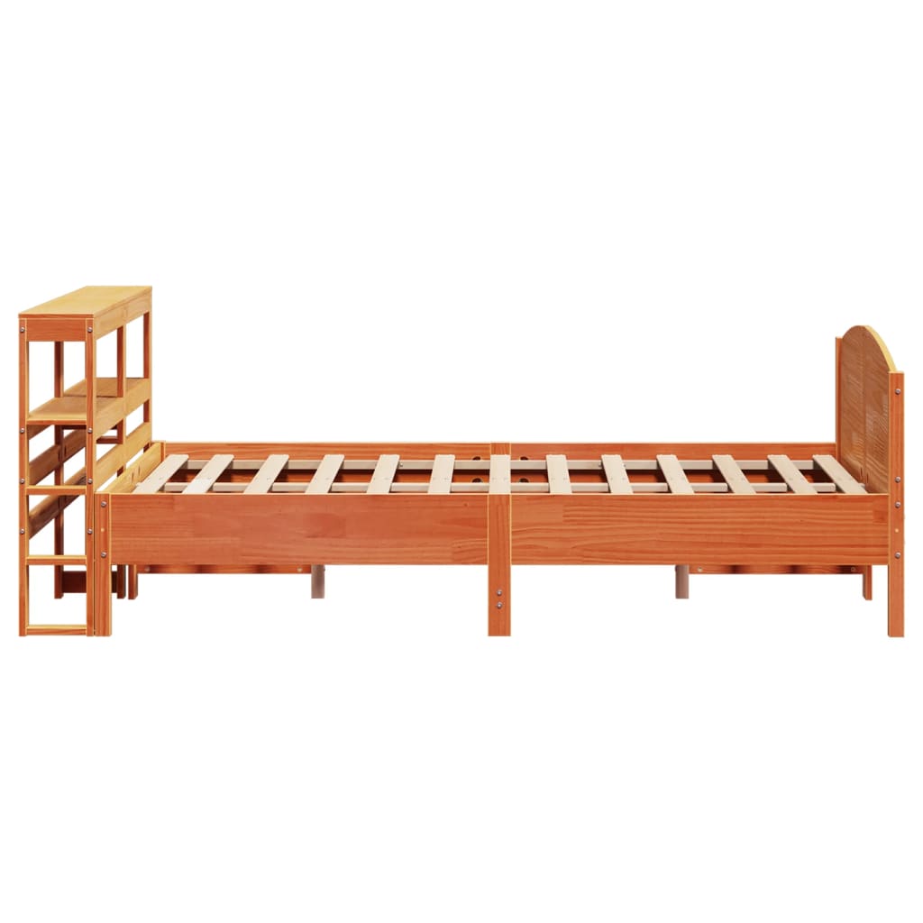 sengeramme uden madras 135x190 cm massivt fyrretræ brun