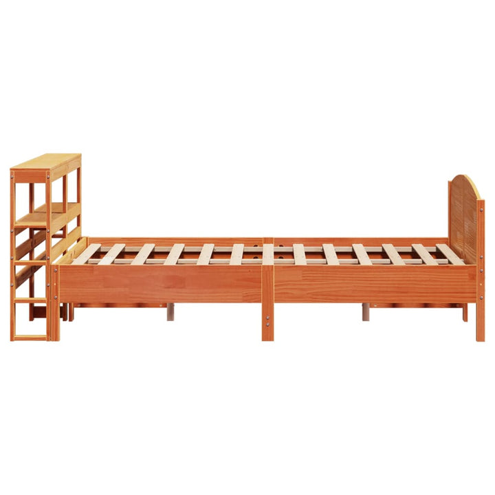 sengeramme uden madras 135x190 cm massivt fyrretræ brun