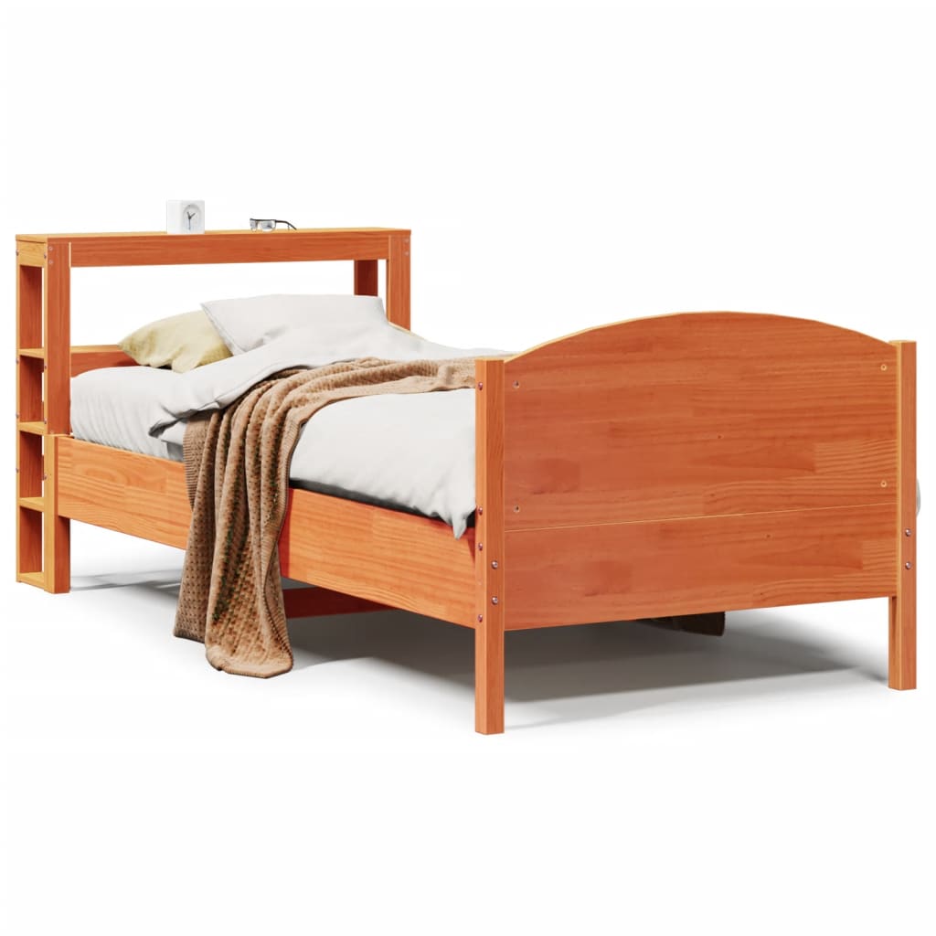 sengeramme uden madras 100x200 cm massivt fyrretræ gyldenbrun