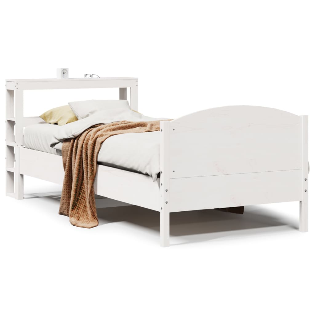 sengeramme uden madras 90x200 cm massivt fyrretræ hvid
