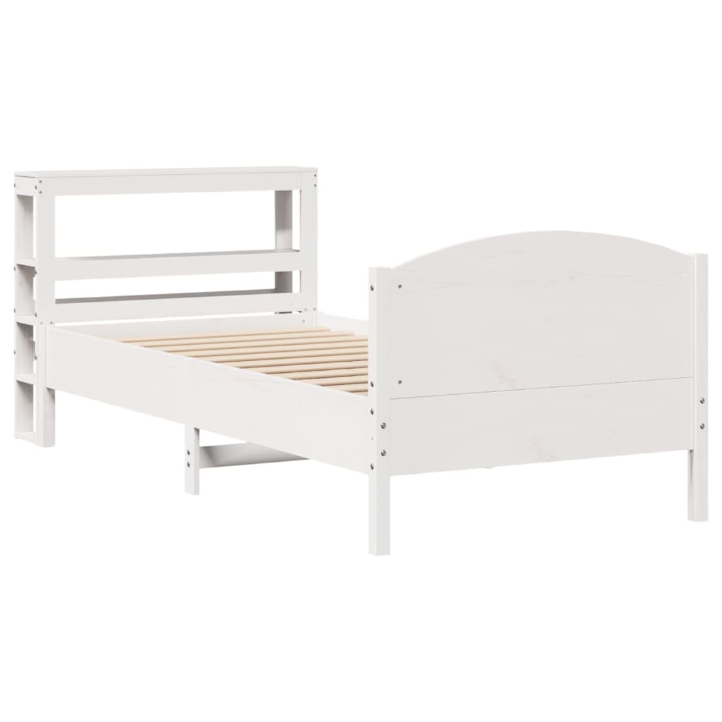 sengeramme uden madras 75x190 cm massivt fyrretræ hvid