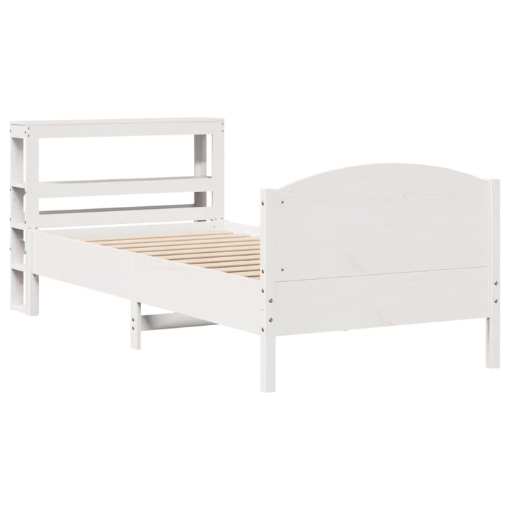 sengeramme uden madras 75x190 cm massivt fyrretræ hvid