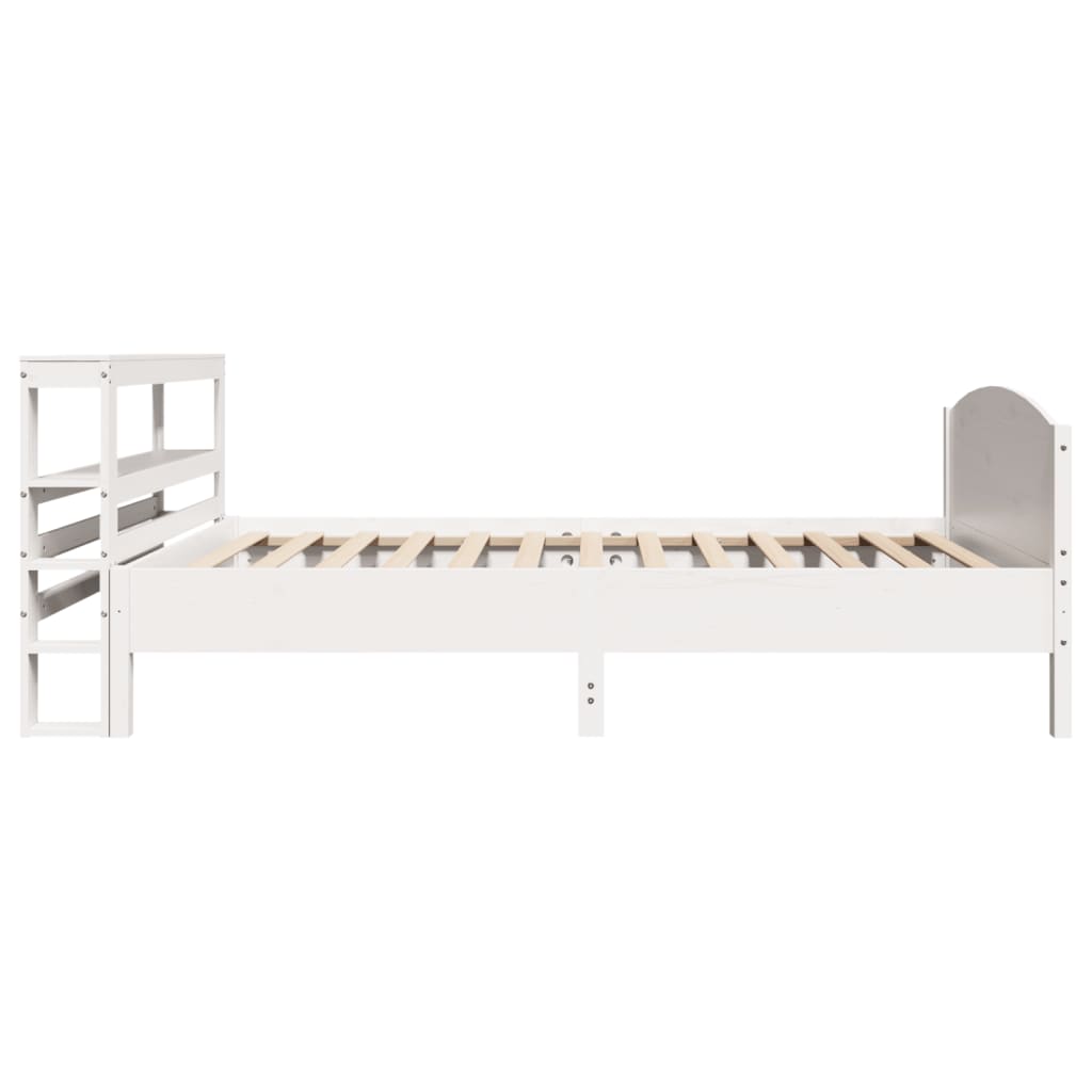 sengeramme uden madras 75x190 cm massivt fyrretræ hvid